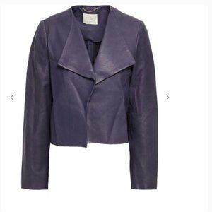 kate spade purple Draped leather jacket xxs nwot
